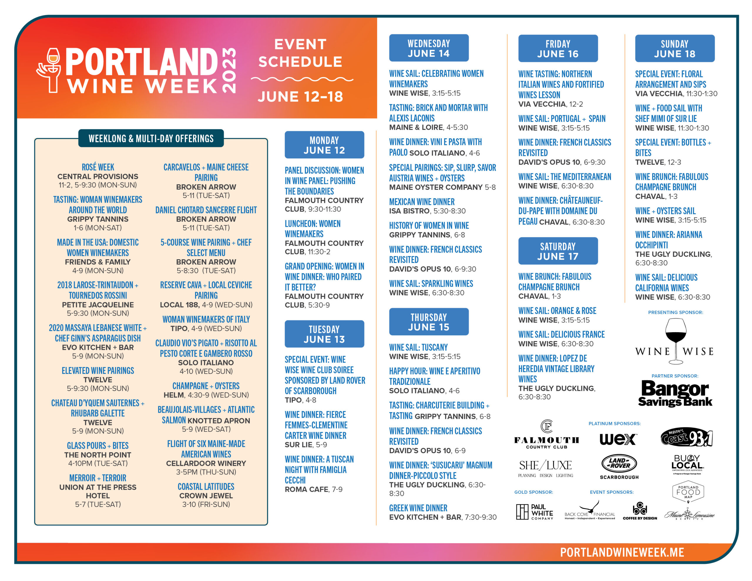 Portland Wine Week Schedule